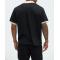 Men's Black Textured Polo Shirt with Beige Contrast Collar Short Sleeve Casual Knit Top
