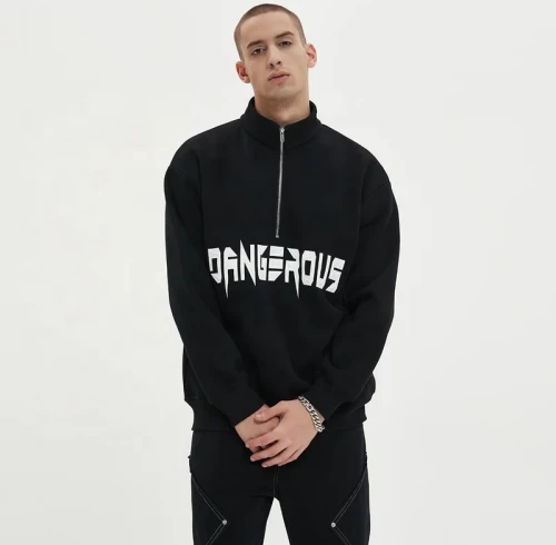 Custom Knit Retro Half Zip Hoodie – Heavyweight Loose Fit Men’s Streetwear | OEM & ODM Manufacturer for Brands