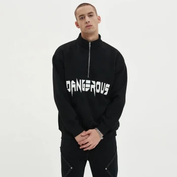 Custom Knit Retro Half Zip Hoodie – Heavyweight Loose Fit Men’s Streetwear | OEM & ODM Manufacturer for Brands