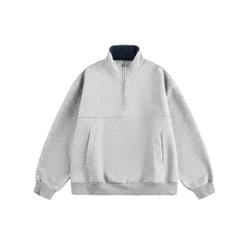 Custom 400G Heavyweight Half Zip Hoodie – Loose Fit Unisex Sweatshirt | OEM & ODM Manufacturer for Brands