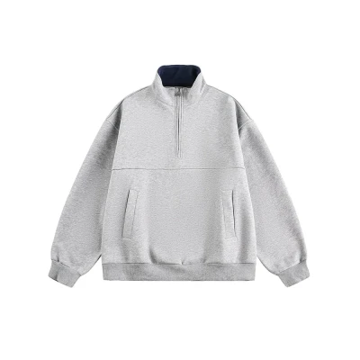 Custom 400G Heavyweight Half Zip Hoodie – Loose Fit Unisex Sweatshirt | OEM & ODM Manufacturer for Brands