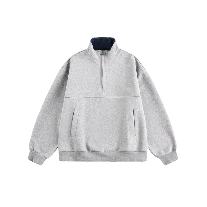 Custom 400G Heavyweight Half Zip Hoodie – Loose Fit Unisex Sweatshirt | OEM & ODM Manufacturer for Brands