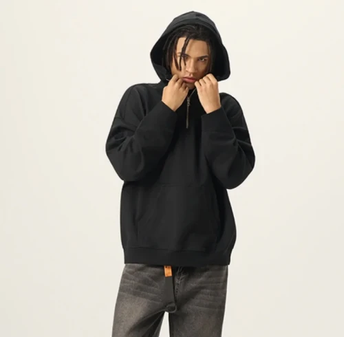 Custom Logo Fleece Half Zip Hoodie – Oversized Men’s Streetwear | OEM & ODM Manufacturer for Brands