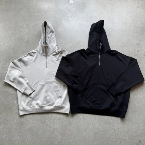 Custom Logo Fleece Half Zip Hoodie – Oversized Men’s Streetwear | OEM & ODM Manufacturer for Brands