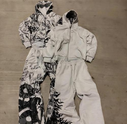 Custom Cotton Tracksuit Set – Windproof Hooded Design, Plus Size Fit | OEM & ODM Sportswear Manufacturer