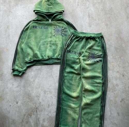 Custom Acid Wash Hoodie Tracksuit – Double Layer Cotton Design | OEM & ODM Streetwear Manufacturer