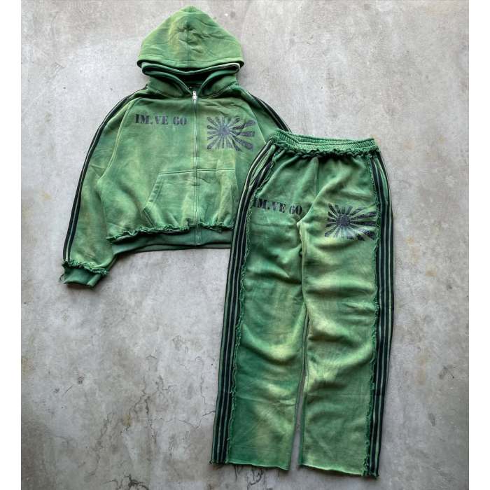 Custom Acid Wash Hoodie Tracksuit – Double Layer Cotton Design | OEM & ODM Streetwear Manufacturer