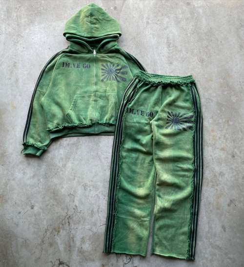 Custom Acid Wash Hoodie Tracksuit – Double Layer Cotton Design | OEM & ODM Streetwear Manufacturer