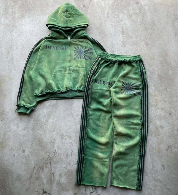 Custom Acid Wash Hoodie Tracksuit – Double Layer Cotton Design | OEM & ODM Streetwear Manufacturer