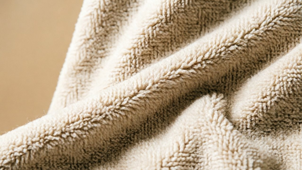 Close-up of premium cotton fleece fabric texture for hoodies