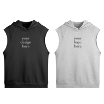 Men's Athletic Sleeveless Hoodie - Lightweight Cotton Blend Gym Workout Cut-off Hooded Vest with Raglan Sleeves