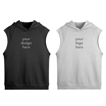 Men's Athletic Sleeveless Hoodie - Lightweight Cotton Blend Gym Workout Cut-off Hooded Vest with Raglan Sleeves