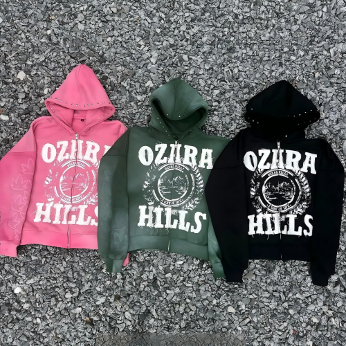 Custom Full Zip Puffer Hoodie for Men – Acid Wash French Terry Sweatshirt | OEM & ODM Manufacturer for Brands