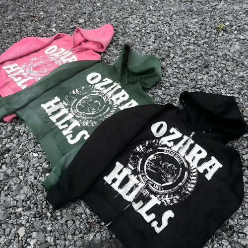 Custom Full Zip Puffer Hoodie for Men – Acid Wash French Terry Sweatshirt | OEM & ODM Manufacturer for Brands