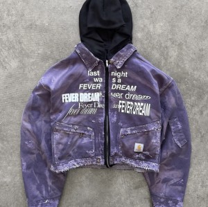 Custom Cotton Duck Canvas Work Jacket – Vintage Distressed Zip-Up Style | OEM & ODM Streetwear Manufacturer