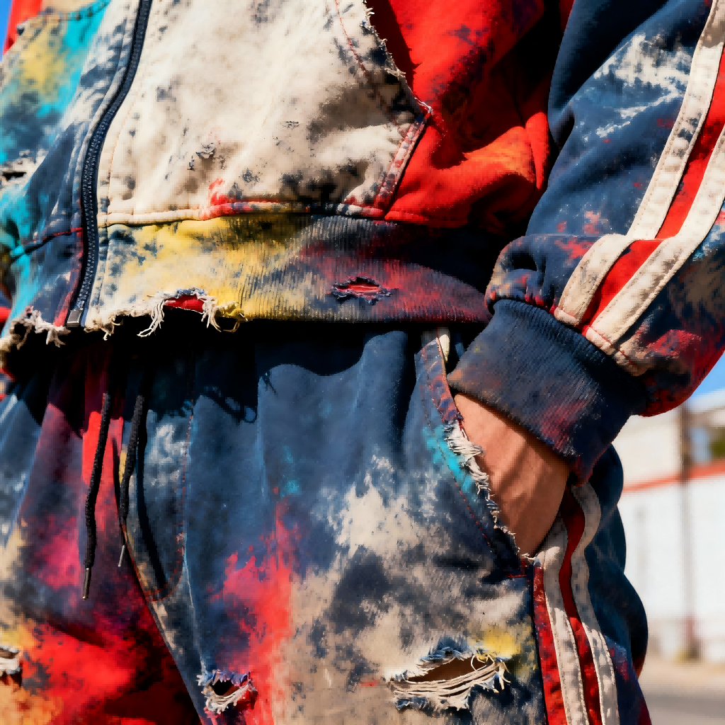 custom acid wash streetwear tracksuit