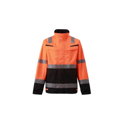 Uniouter Flame Retardant Winter Jacket, High Visibility Reflective,  Orange-Black