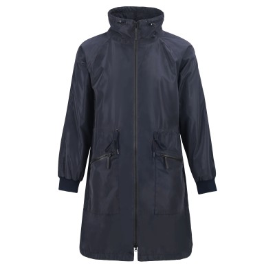 Uniouter Black Rainproof Coat, Adjustable Hat, Elastic Cuffs