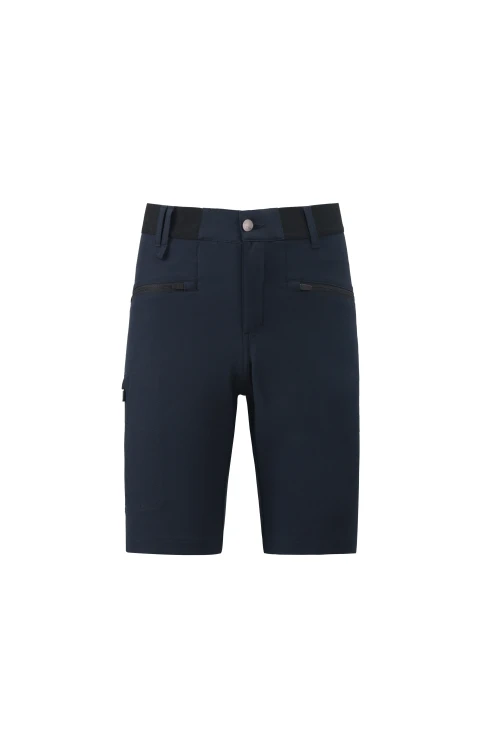 Custom Black Casual Shorts With Button-Up Design and Zippered Pockets.