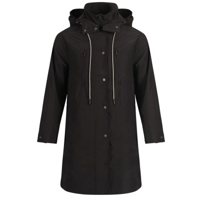 Uniouter Black Windproof Coat, Waterproof, Adjustable Hat, Adjustable Cuffs