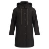 Uniouter Black Windproof Coat, Waterproof, Adjustable Hat, Adjustable Cuffs