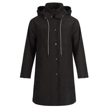 Uniouter Black Windproof Coat, Waterproof, Adjustable Hat, Adjustable Cuffs