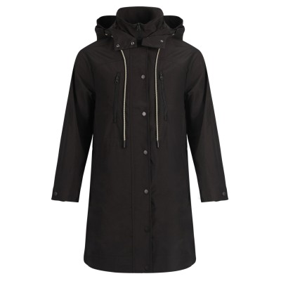 Uniouter Black Windproof Coat, Waterproof, Adjustable Hat, Adjustable Cuffs