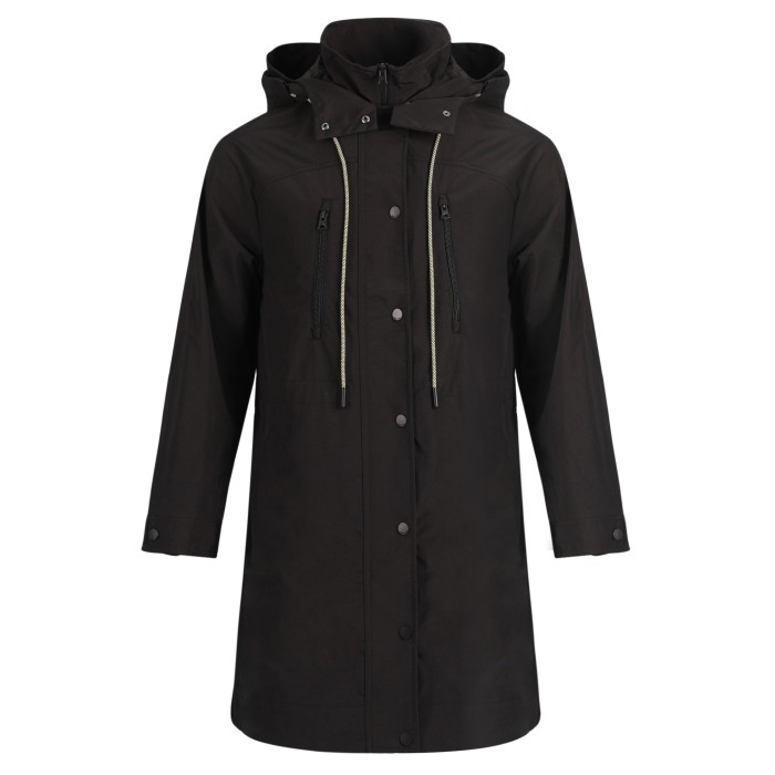 Uniouter Black Windproof Coat, Waterproof, Adjustable Hat, Adjustable Cuffs