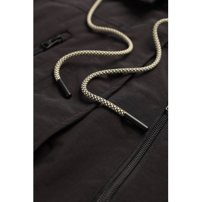 Custom Black Windproof Coat, Waterproof, Adjustable Hat, Adjustable Cuffs