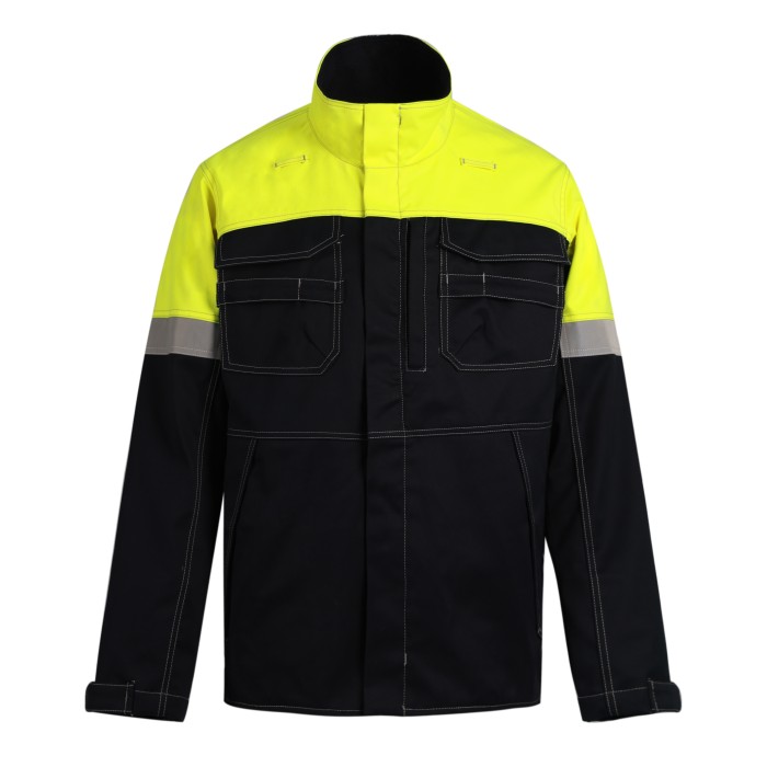 Custom Flame Retardant Jacket, Yellow Coats with Black Bottom, OEM Support