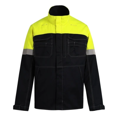 Custom Flame Retardant Jacket, Yellow Coats with Black Bottom, OEM Support