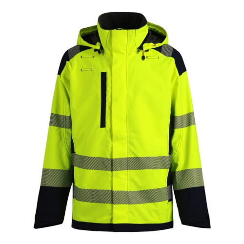 Uniouter Waterproof Jacket, High Vis Rain Coats, Waterproof Class 3, Insulated Hood