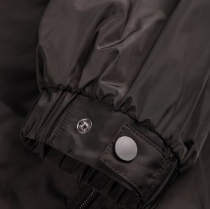 Uniouter Black Rainproof Parka, Elastic Cuffs, Hidden Pockets, Double Zippers