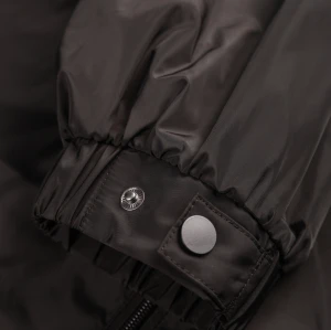 Custom Black Rainproof Parka, Elastic Cuffs, Hidden Pockets, Double Zippers