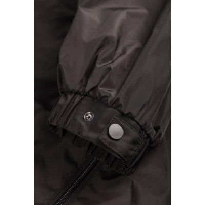 Custom Black Rainproof Parka, Elastic Cuffs, Hidden Pockets, Double Zippers