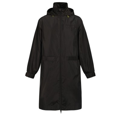 Uniouter Black Rainproof Parka, Elastic Cuffs, Hidden Pockets, Double Zippers