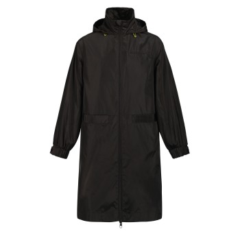Uniouter Black Rainproof Parka, Elastic Cuffs, Hidden Pockets, Double Zippers