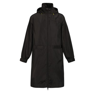 Uniouter Black Rainproof Parka, Elastic Cuffs, Hidden Pockets, Double Zippers