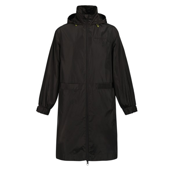 Custom Black Rainproof Parka, Elastic Cuffs, Hidden Pockets, Double Zippers