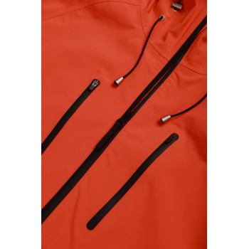 Custom Waterproof Hiking Parka, Adjustable Hat, Waterproof Pockets, Orange