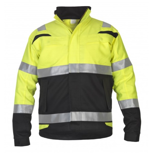Custom Hi Vis Antistatic FR Bomber Jacket, Yellow Coats with Black Bottom