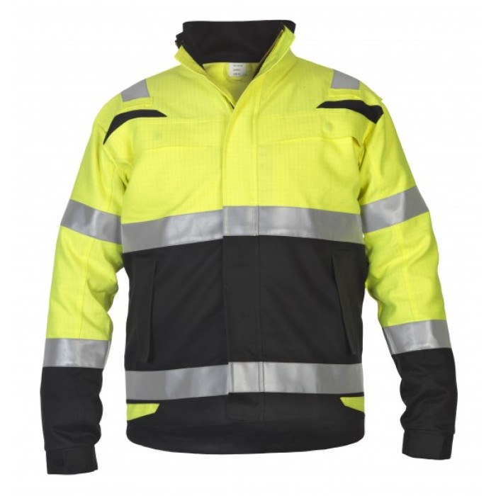 Uniouter Hi Vis Antistatic FR Bomber Jacket, Yellow Coats with Black Bottom
