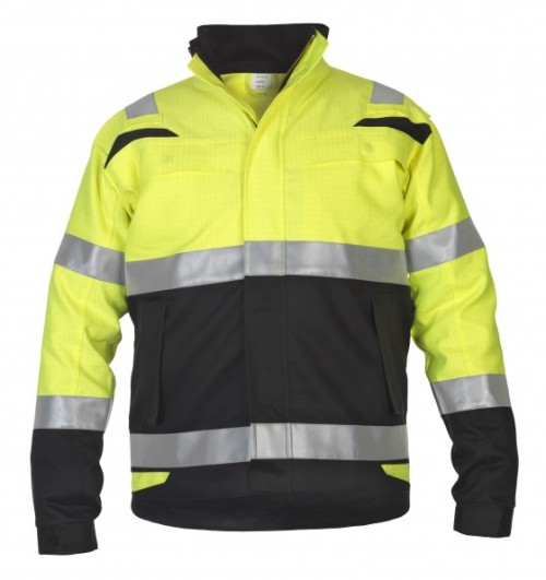 Uniouter Hi Vis Antistatic FR Bomber Jacket, Yellow Coats with Black Bottom