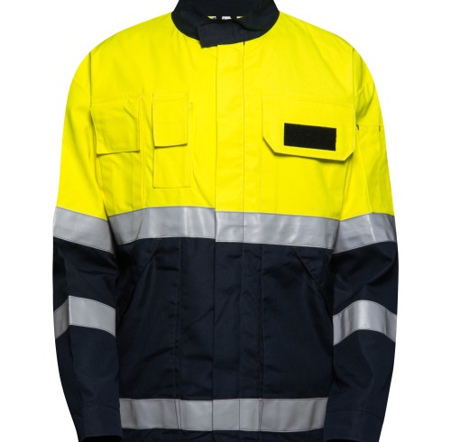 Custom Waterproof Workwear, High Vis Rain Jacket, Waterproof Class 3, Yellow-Black