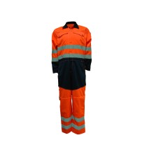 Custom Flame Retardant Boilersuit, Orange Coats with Black Bottom, High Visibility
