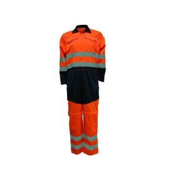 Uniouter Flame Retardant Boilersuit, Orange Coats with Black Bottom, High Visibility