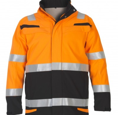 Uniouter Flame Retardant Hi-Vis Winter Jacket,  Orange Coats with Black Bottom