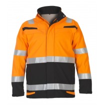 Custom Flame Retardant Hi-Vis Winter Jacket,  Orange Coats with Black Bottom
