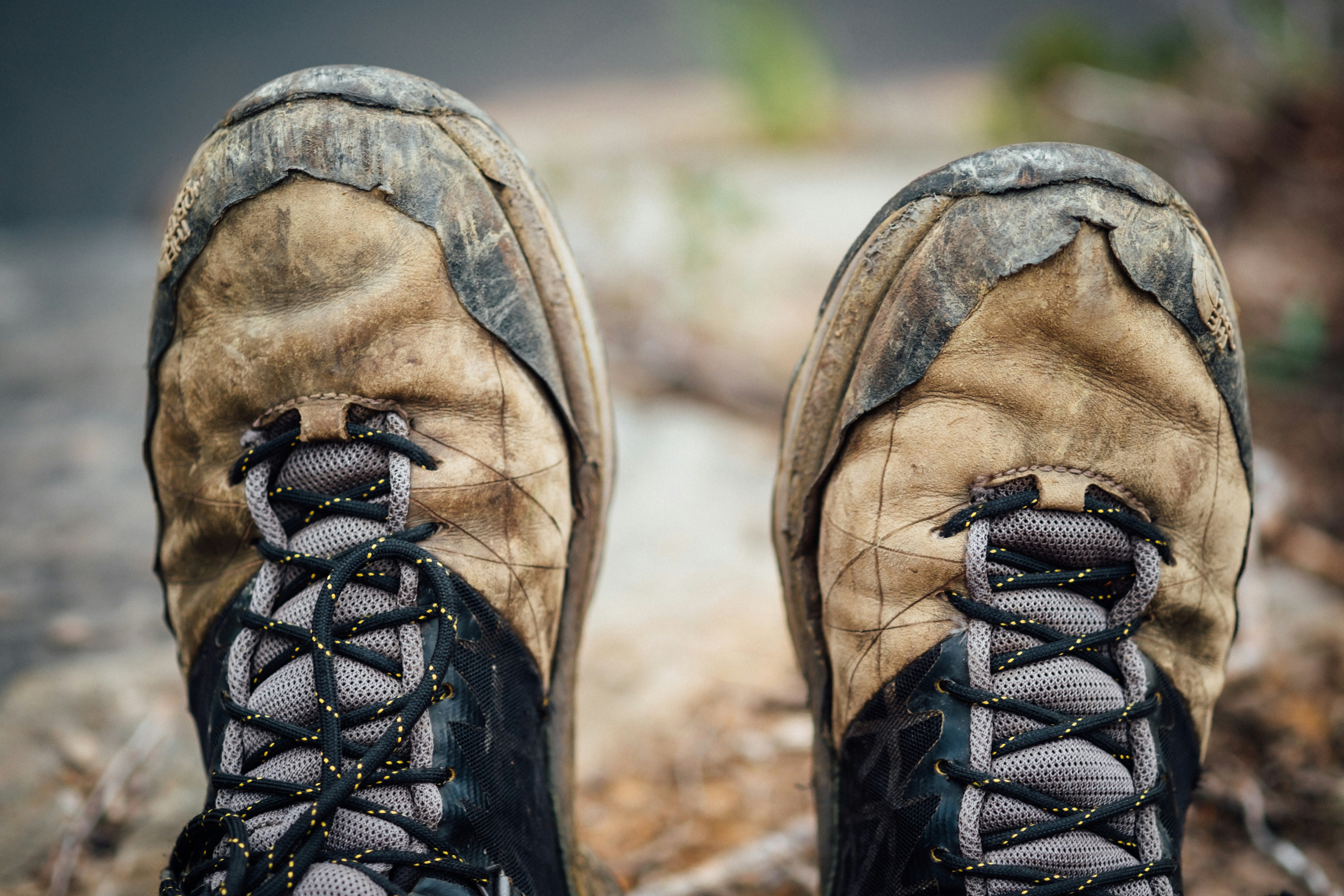 Hiking boot vs. trail runner comparison A side-by-side comparison of a sturdy hiking boot and a lightweight trail runner
