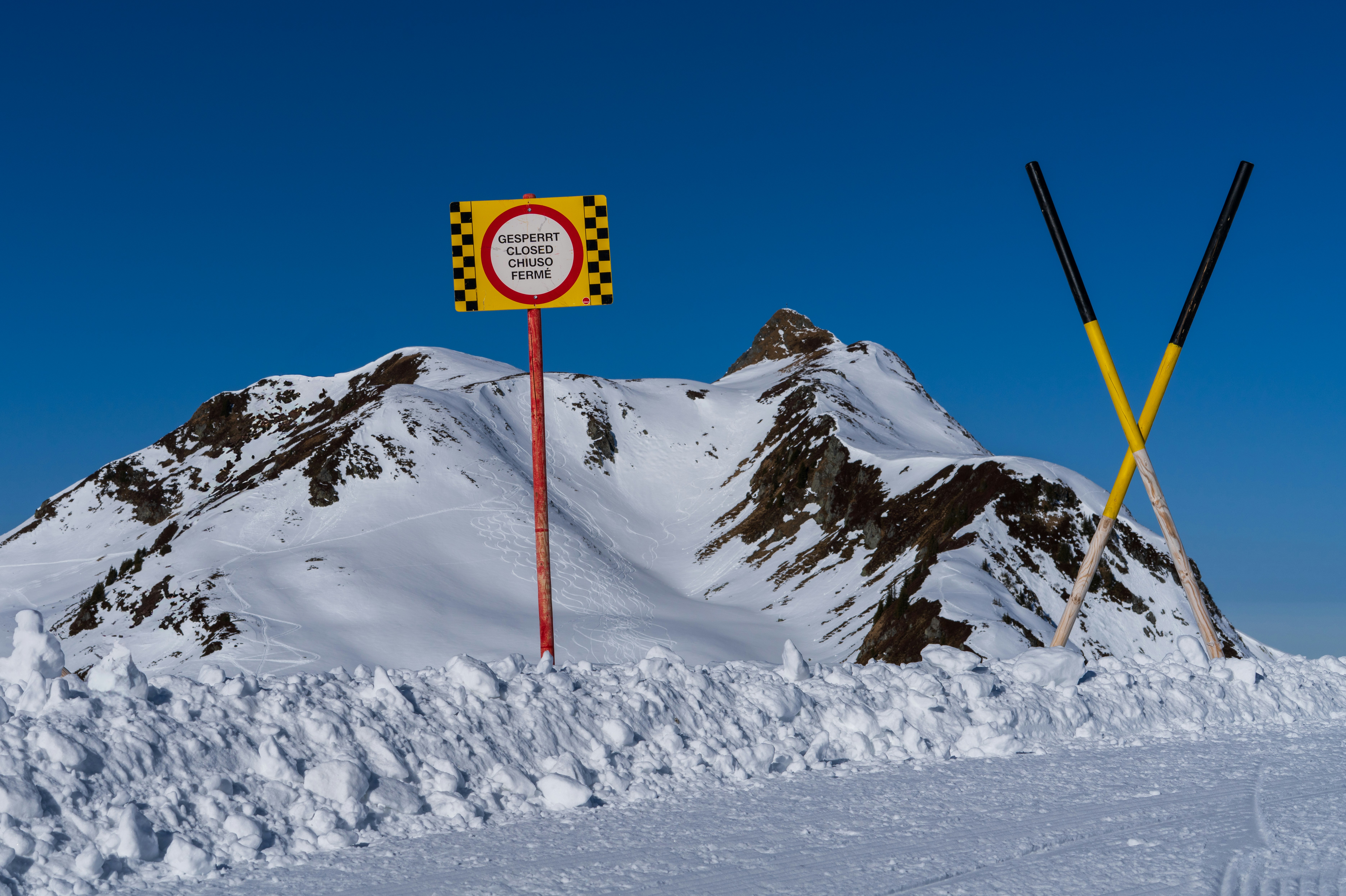 Image of a ski influencer on a mountain top, wearing a stylish, colorful ski suit and posing with skis against a beautiful snowy landscape.
